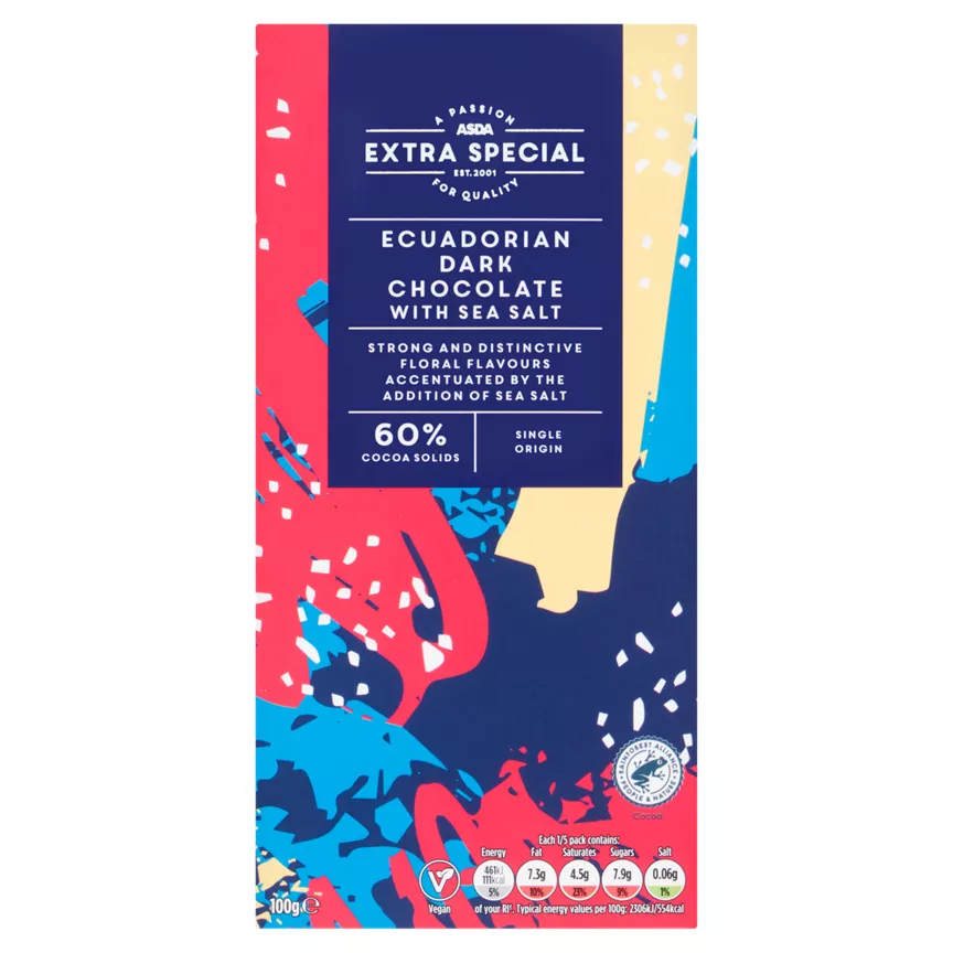 ASDA Extra Special Ecuadorian Dark Chocolate with Sea Salt 100g