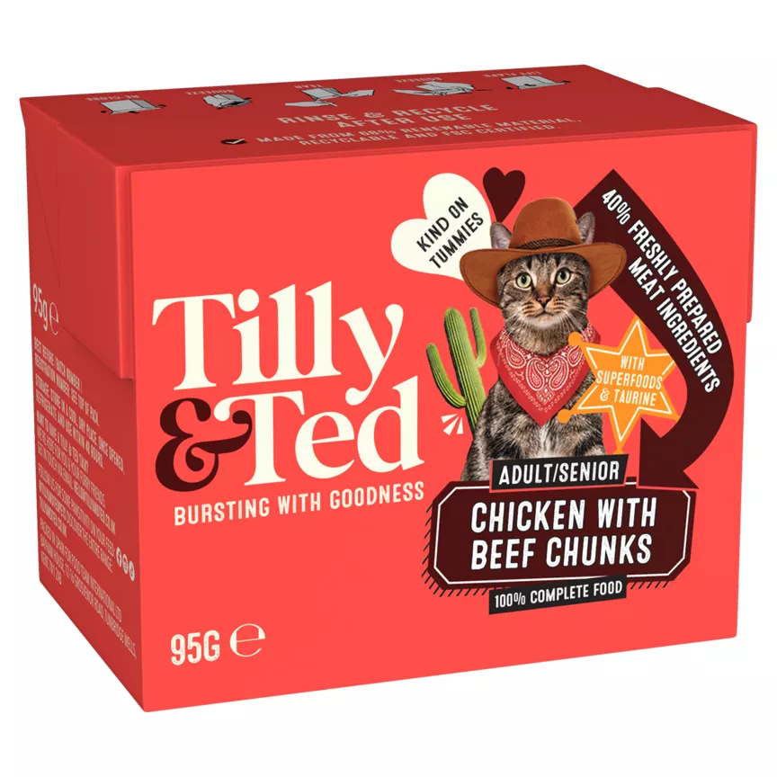 Tilly & Ted Adult/Senior Chicken with Beef Chunks 95g