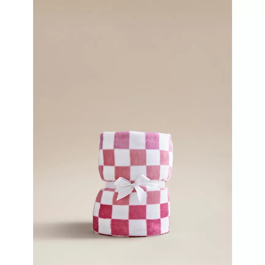 George Home Checked Fleece Blanket - 150cm x 120cm