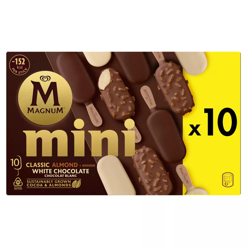Magnum Mini Ice Cream Sticks Classic, Almond & White Chocolate 10x 55 ml