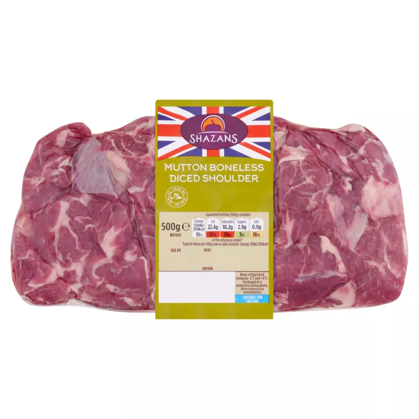 Shazans Mutton Boneless Diced Shoulder 500g