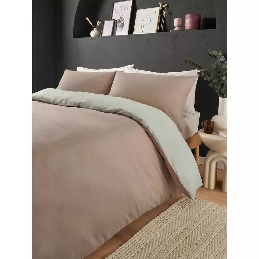 George Home Natural Reversible Duvet Set - King