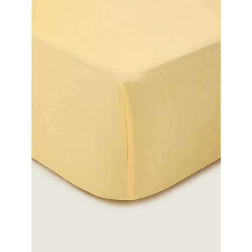 George Home Yellow Plain Fitted Sheet - Double