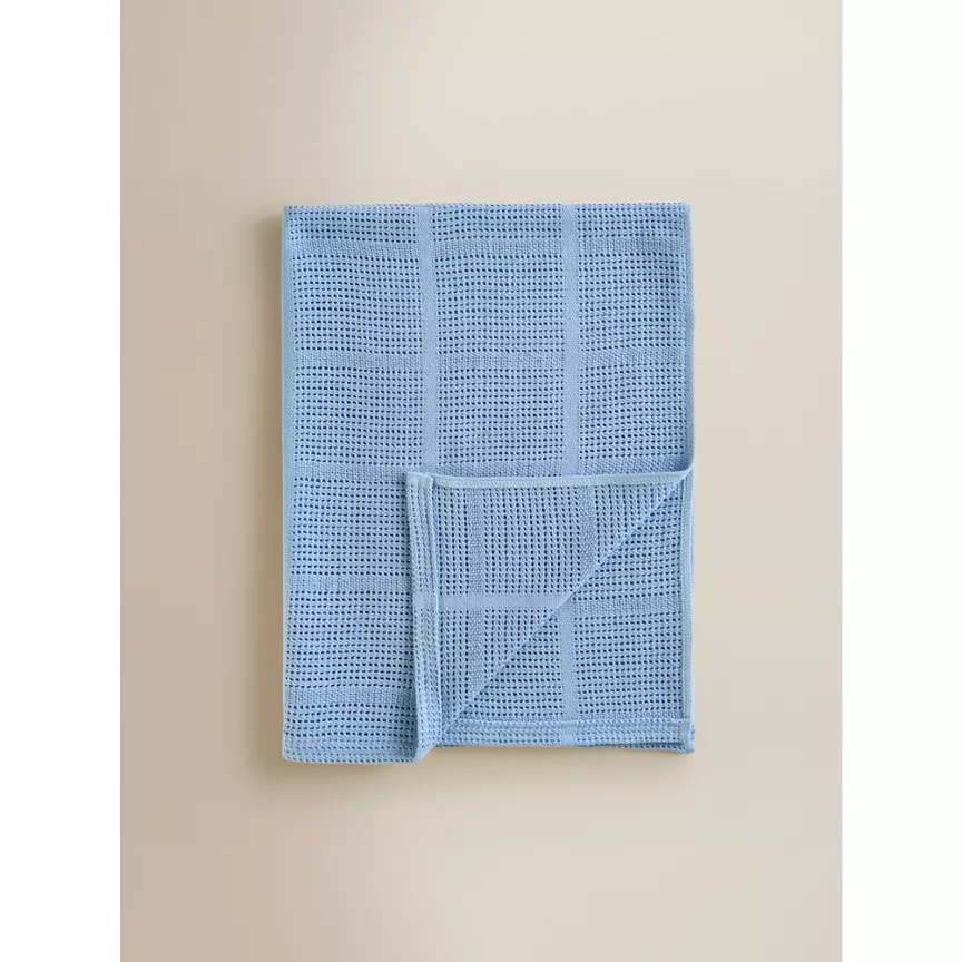 George Home Blue Cotton Cellular Shawl Blanket