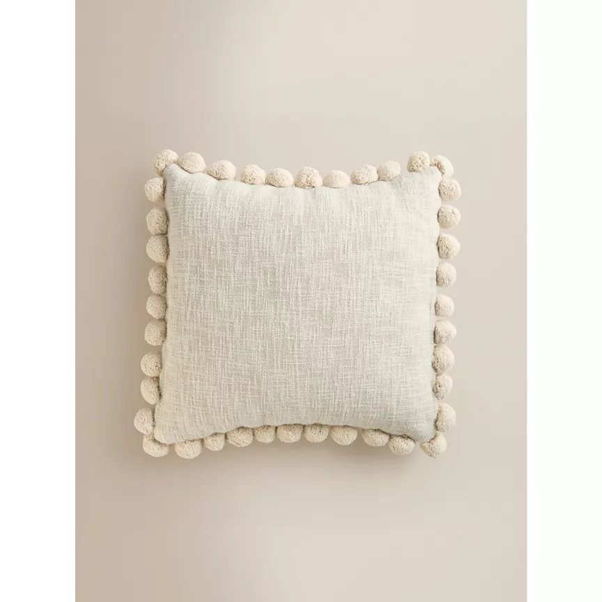 George Home Slub Pom-Pom Edge Cushion