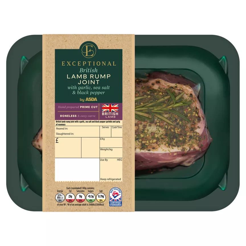 Exceptional by ASDA Welsh Lamb Rump Joint with Garlic, Sea Salt & Black Pepper (Typically 0.375kg)