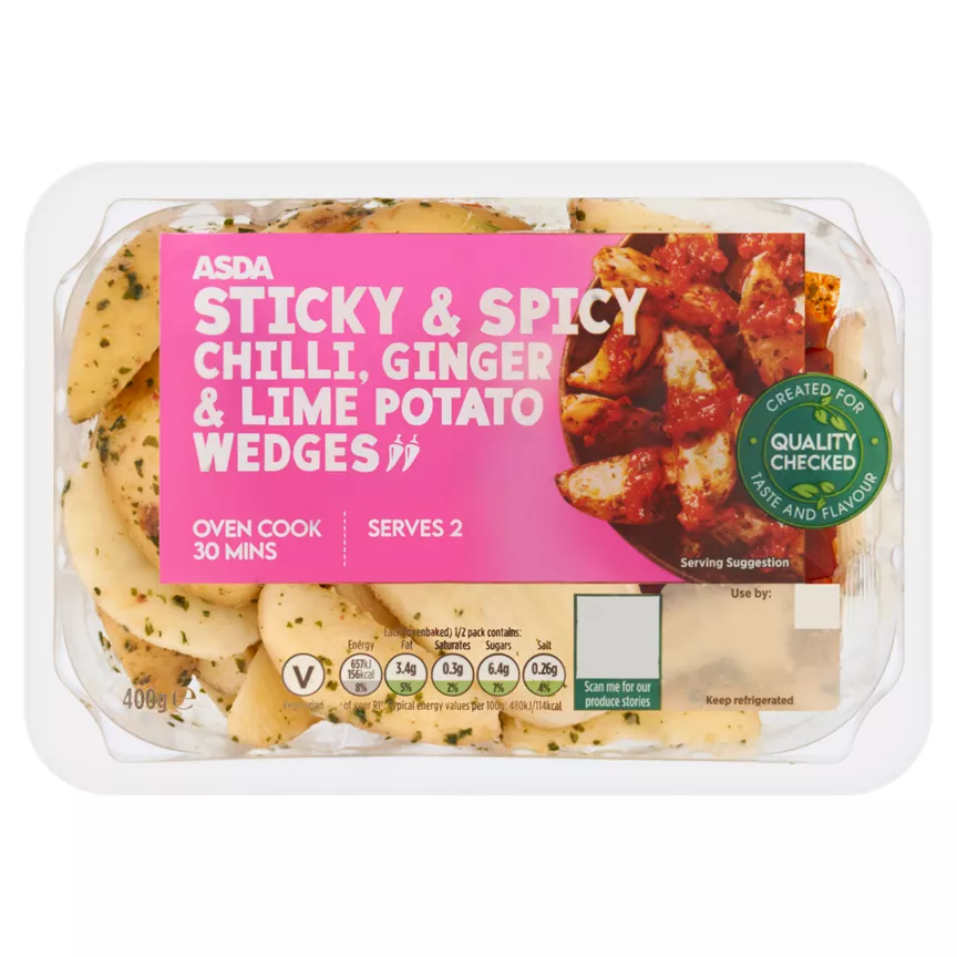 ASDA Sticky & Spicy Chilli, Ginger & Lime Potato Wedges 400g