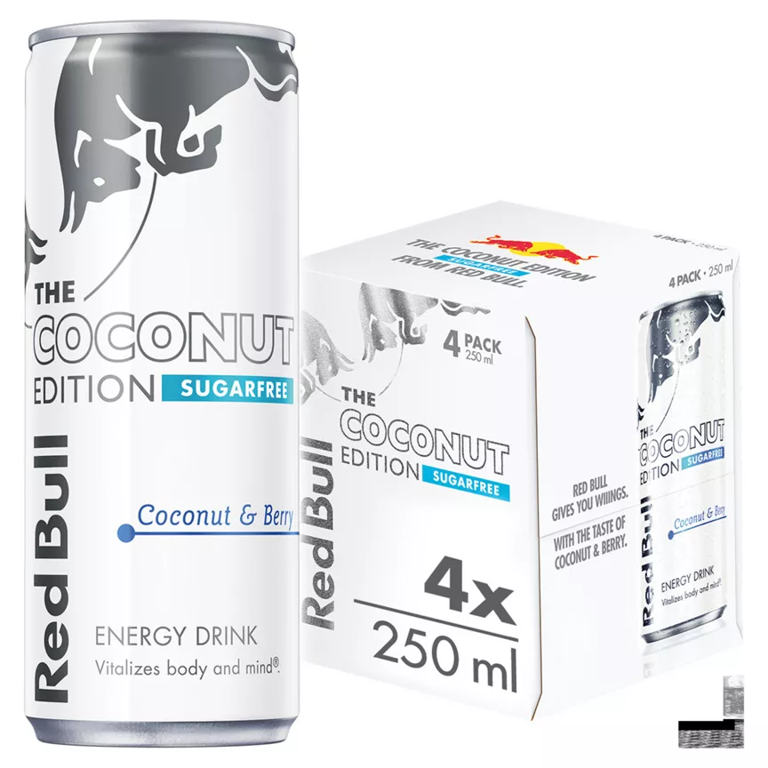 Red Bull The Coconut Edition Sugarfree Coconut & Berry Energy Drink 4 x 250ml - Image 1