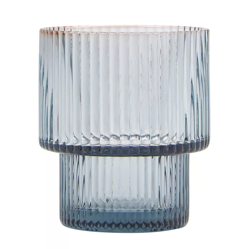 George Home Blue Stacking Rib Mixer Glass
