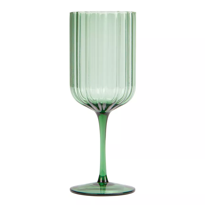 George Home Green Scallop Wine Glass