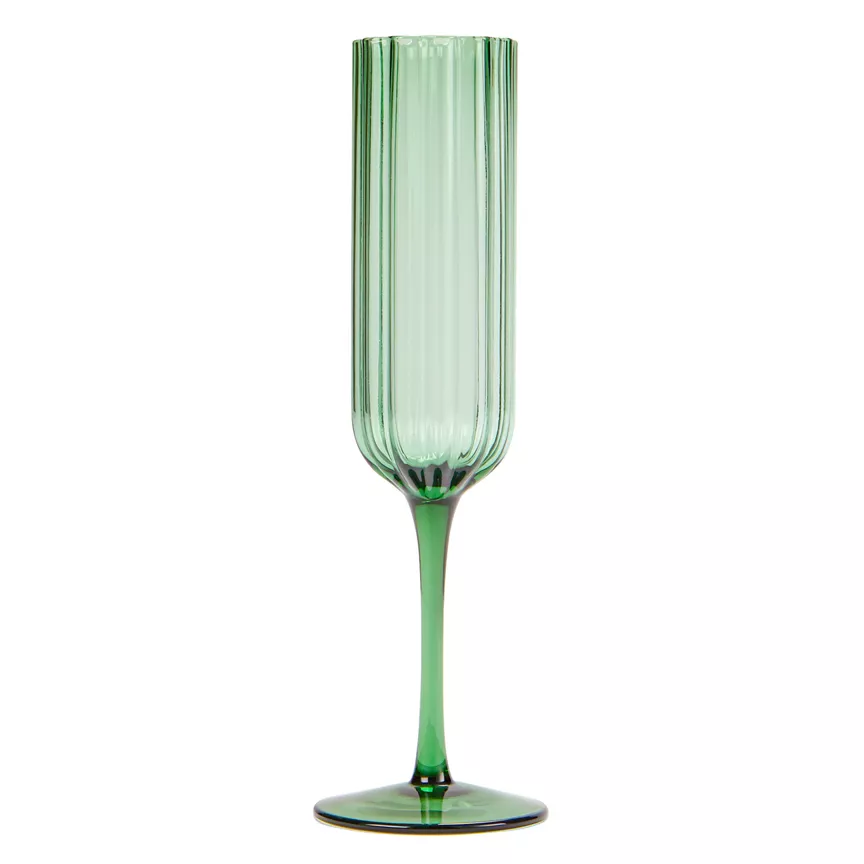 George Home Green Scallop Champagne Glass