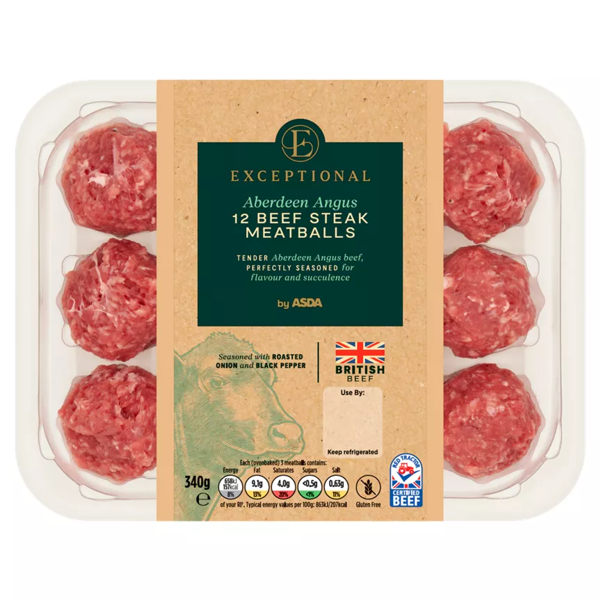 Exceptional by ASDA 12 Aberdeen Angus Beef Steak Meatballs 340g