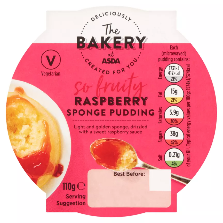 The BAKERY at ASDA So Fruity Raspberry Sponge Pudding 110g