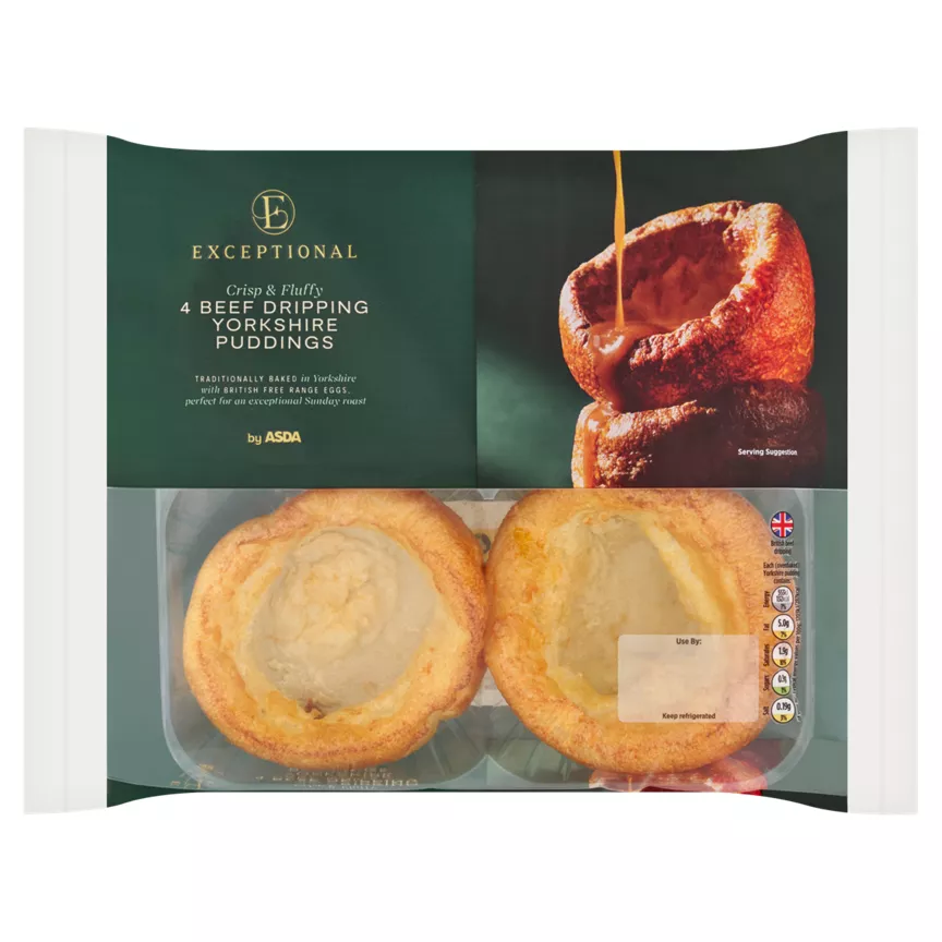 Exceptional by ASDA 4 Beef Dripping Yorkshire Puddings 192g