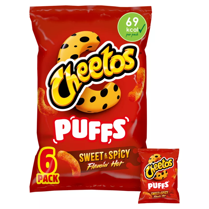 Cheetos Puffs Sweet & Spicy Multipack Snacks Crisps 6 x 13g