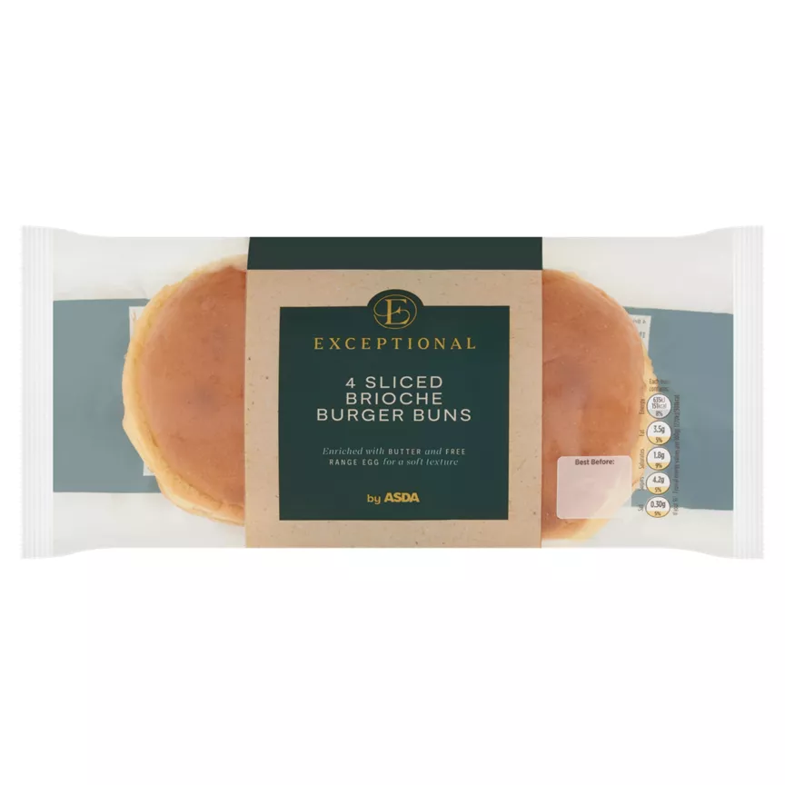 Exceptional by ASDA 4 Sliced Brioche Burger Buns