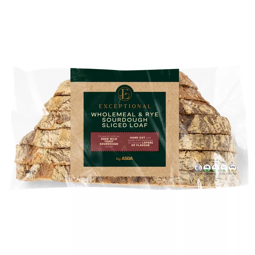 Exceptional by ASDA Wholemeal & Rye Sourdough Sliced Loaf 500g
