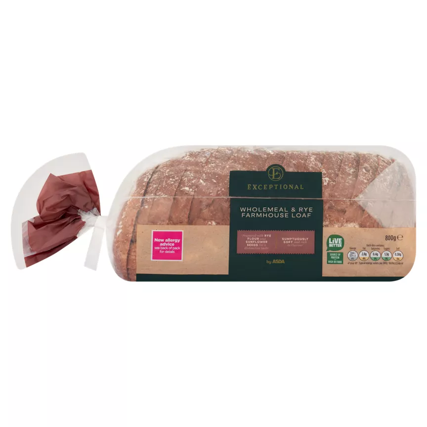 Exceptional by ASDA Wholemeal & Rye Farmhouse Loaf 800g