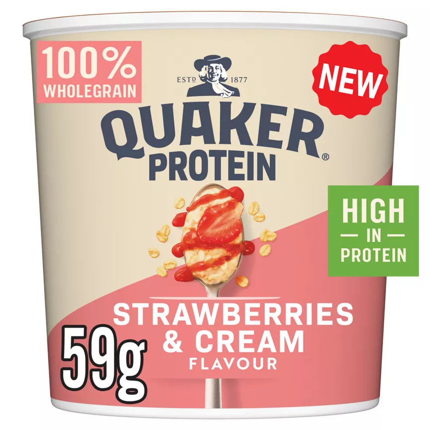 Quaker Oats High Protein Strawberries
& Cream Porridge Pot 58g