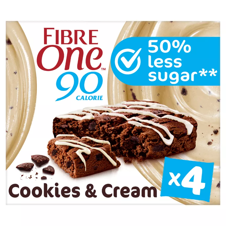 Fibre One 90 Calorie Cookies & Cream Drizzle Squares 4 x 24g (96g)