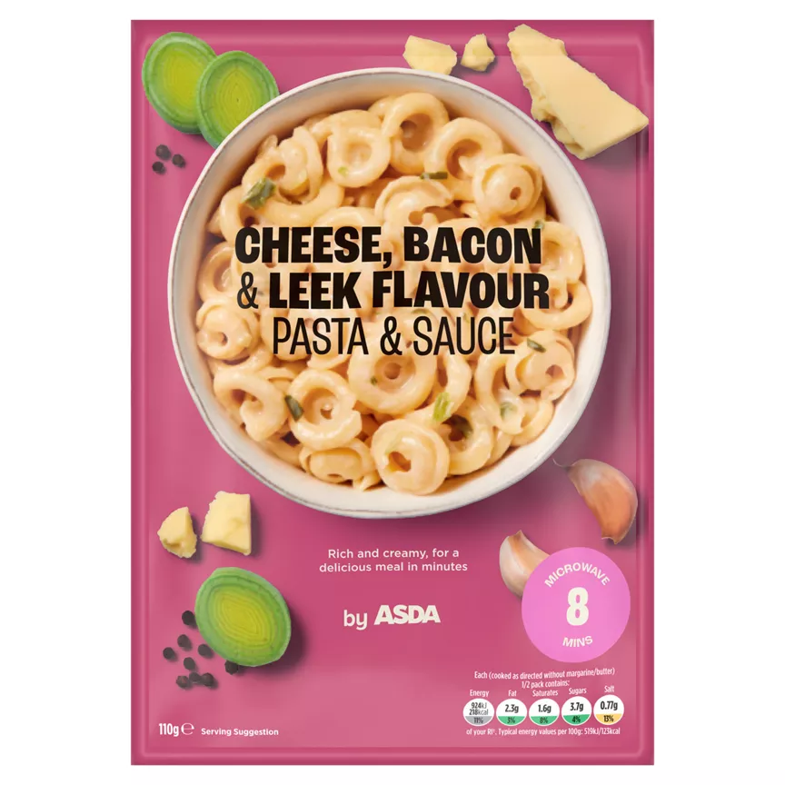 ASDA Cheese, Bacon & Leek Flavour Pasta & Sauce 110g