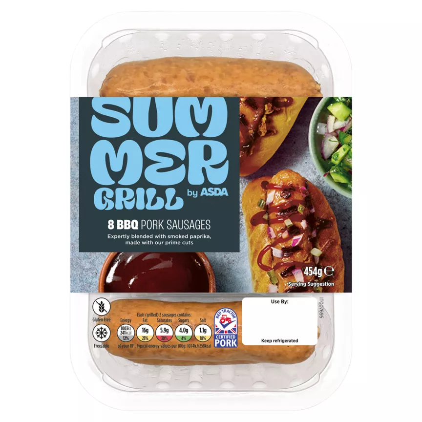 SUMMER GRILL by ASDA Smoky 8 BBQ Pork Sausages 454g