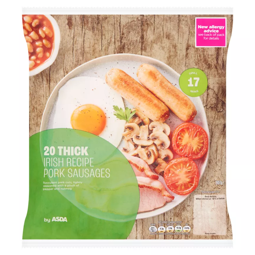 ASDA 20 Thick Irish Recipe Pork Sausages 907g