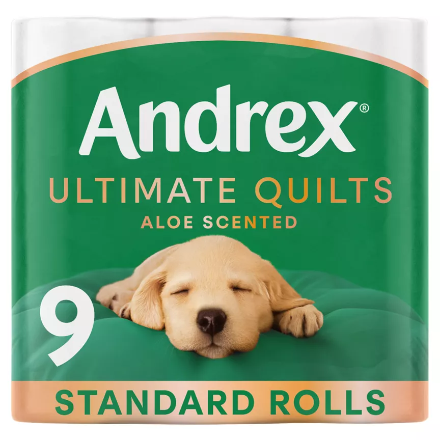 Andrex Ultimate Quilts Toilet Tissue Aloe Vera Fragranced Standard 9 Rolls