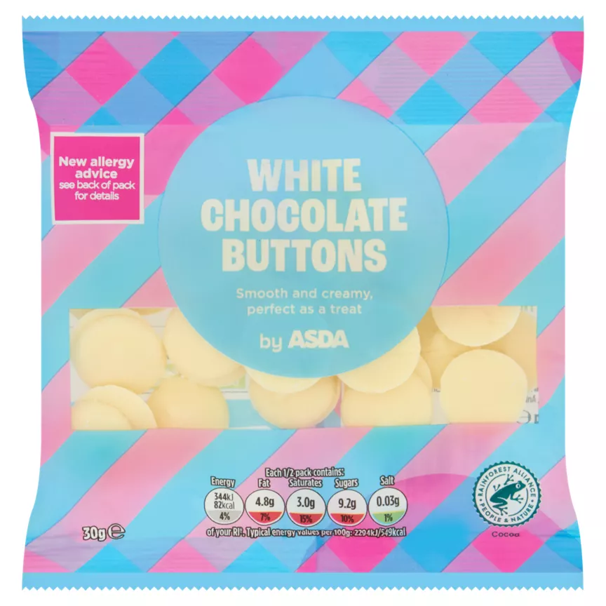 ASDA White Chocolate Buttons 30g