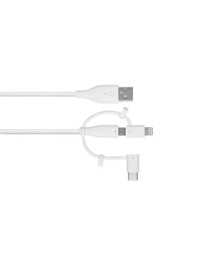 ASDA Tech White 3 in 1 Cable 1.8M