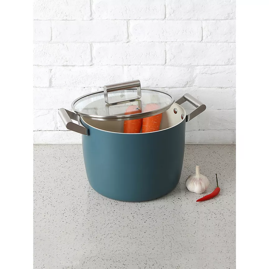 George Home Teal Retro Lidded Stock Pot - 24cm