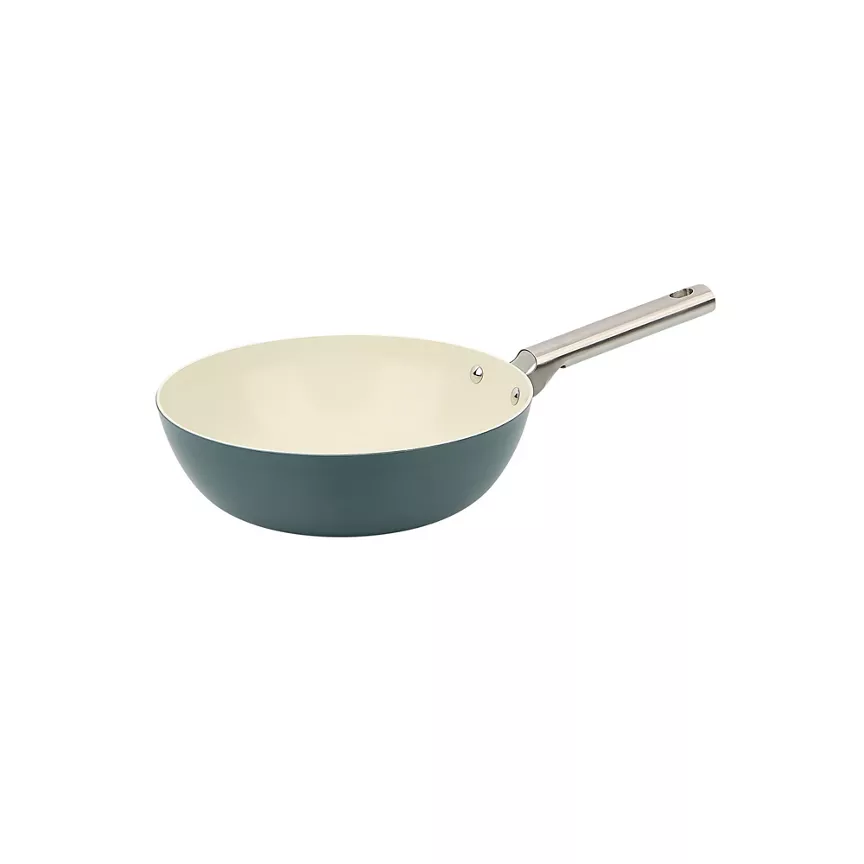 George Home Teal Non-Stick Retro Wok - 28cm