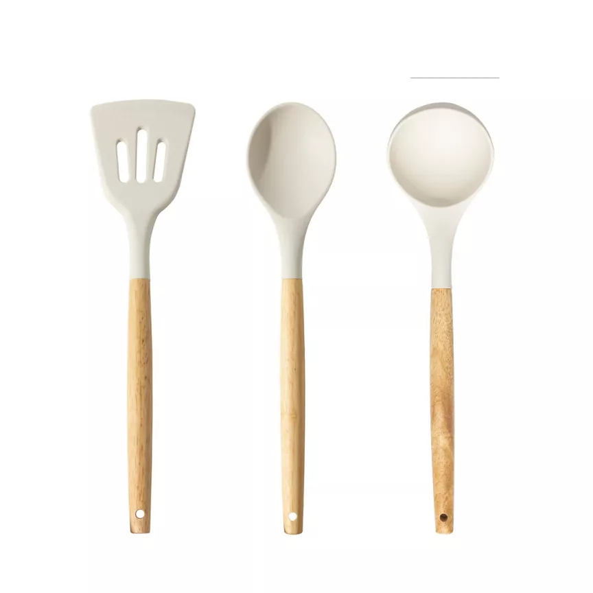 George Home Cream Silicone Utensils - Set of 3