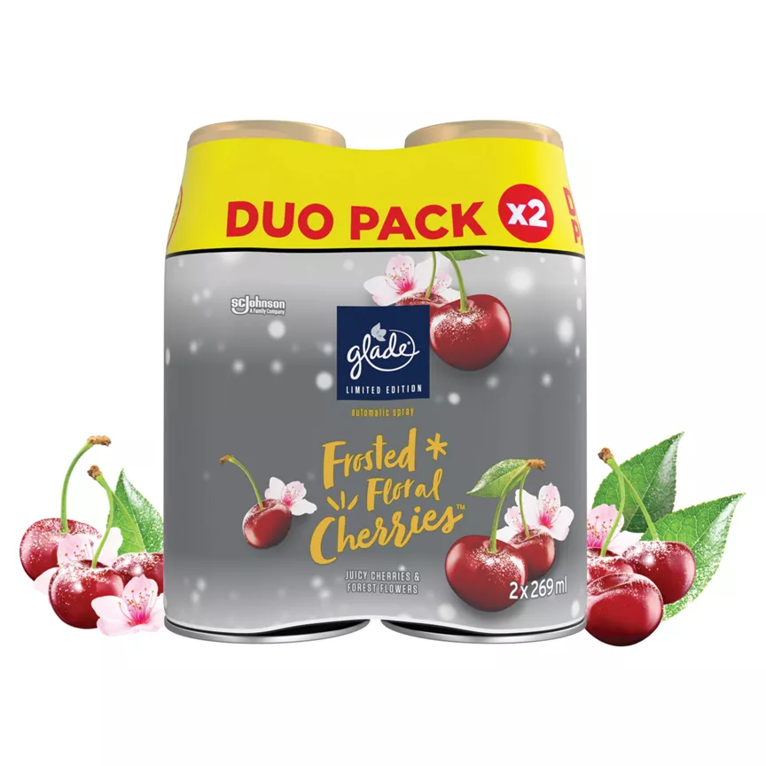 Glade Automatic Spray Air Freshener Twin Refills Frosted Floral Cherries 2x269ml