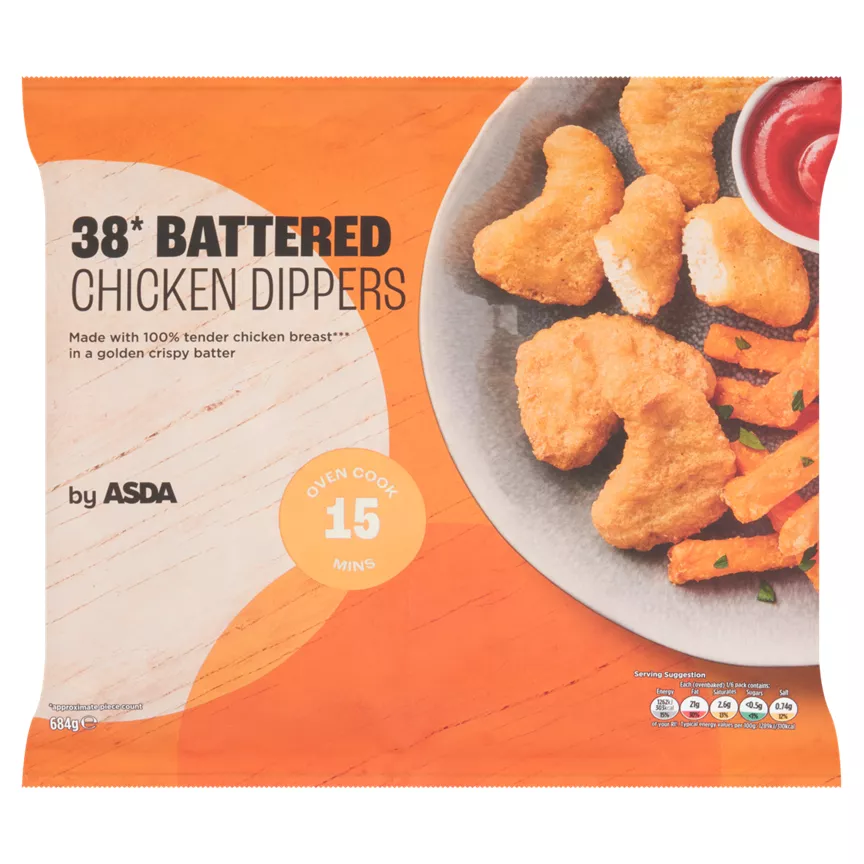 ASDA 38 Battered Chicken Dippers 684g