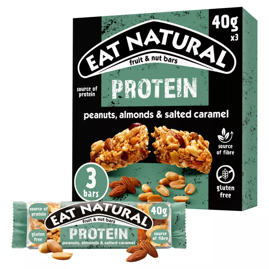 Eat Natural Protein Peanuts, Almonds & Salted Caramel Fruit & Nut Bars 3 x 40g