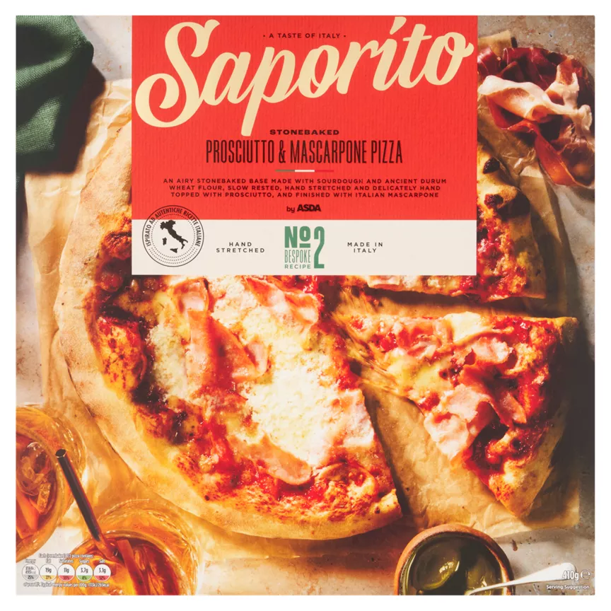ASDA Saporito Stonebaked Prosciutto & Mascarpone Pizza 410g