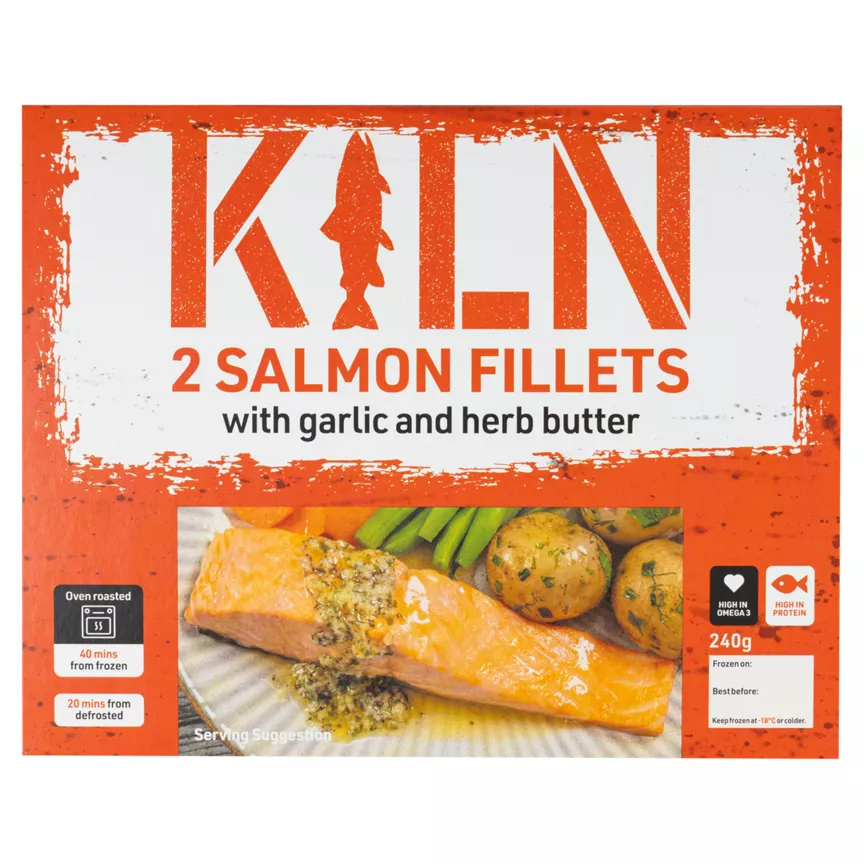 Kiln 2 Salmon Fillets with Garlic and Herb Butter 240g