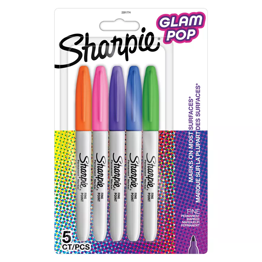 Sharpie Glam Pop Fine Point Assorted Permanent Markers 5 Pack