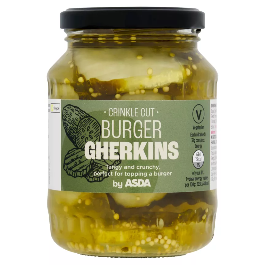 ASDA Crinkle Cut Burger Gherkins 340g