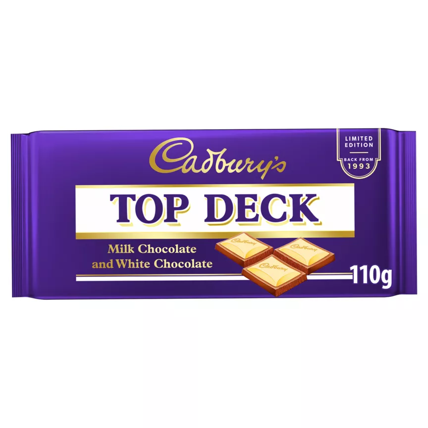 Cadbury Limited Edition Top Deck Milk Chocolate and White Chocolate 110g