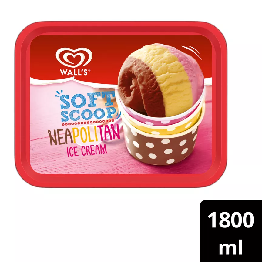 Wall's Soft Scoop Ice Cream Dessert Neapolitan 1.8 L