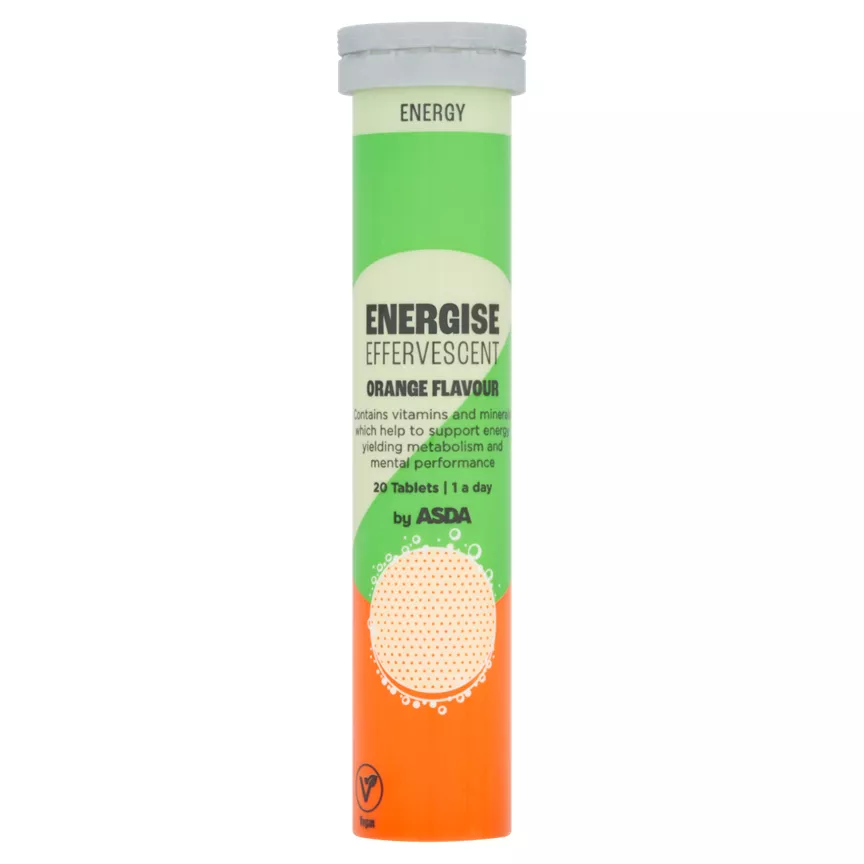 ASDA Energise Effervescent Orange Flavour 20 Tablets