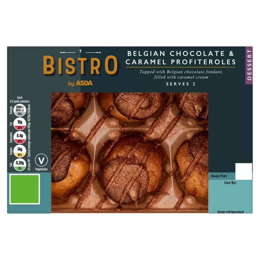 Bistro by ASDA Belgian Chocolate & Caramel Profiteroles
