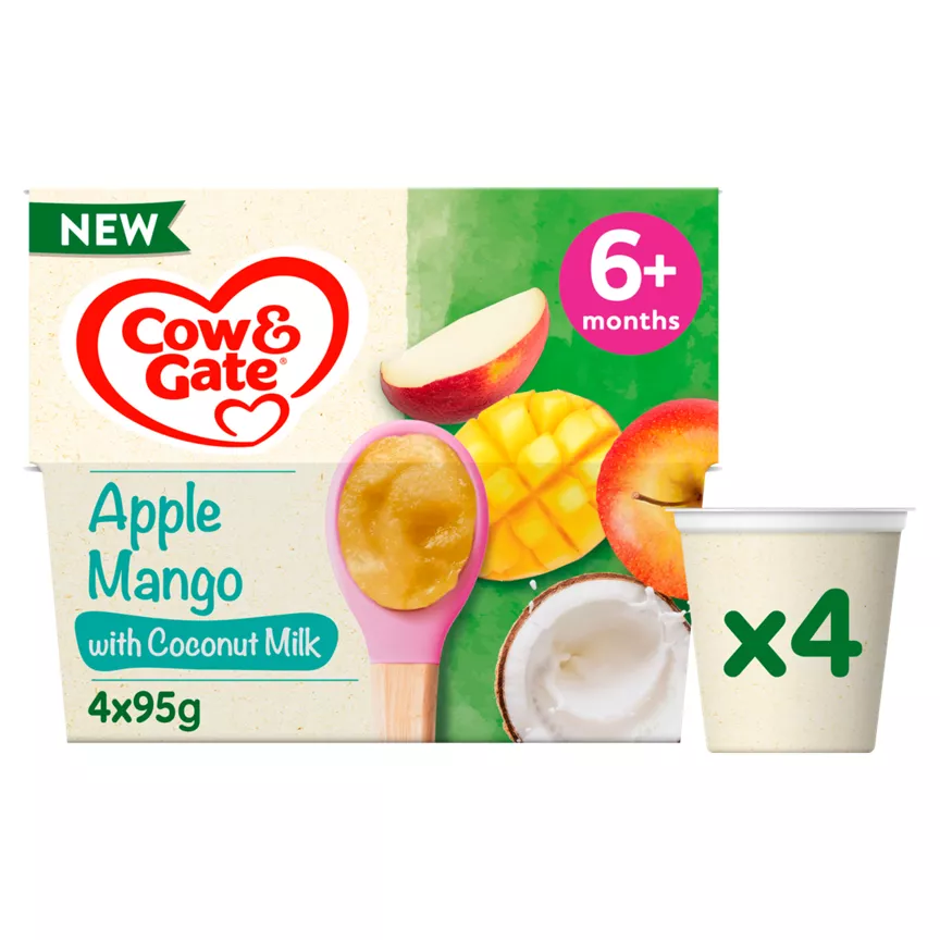 Cow & Gate Apple Mango with Coconut Milk from 6 Months 4 x 95g (380g)