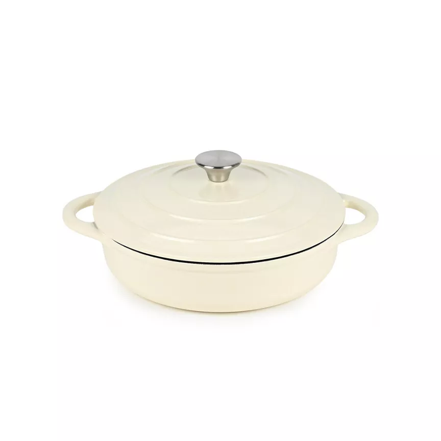 George Home Cream Enamelled Cast Iron Casserole Dish - 28cm