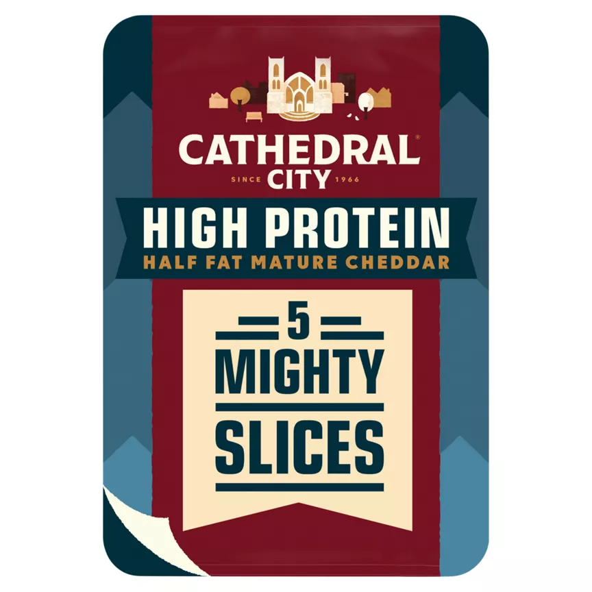 Cathedral City 5 Half Fat Mature Cheddar Mighty Slices 150g