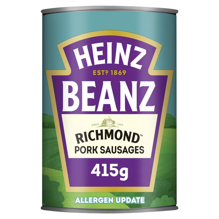 Heinz Beanz in A Rich Tomato Sauce with Richmond Pork Sausages 415g - Image 1