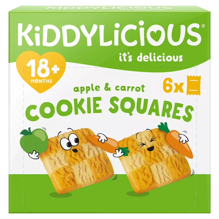 Kiddylicious Apple & Carrot Cookie Squares 18+ Months 6 x 24g (144g)