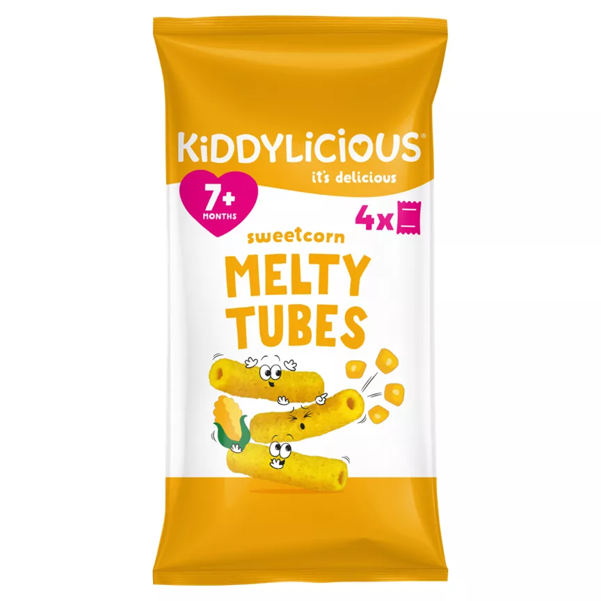 Kiddylicious Sweetcorn Melty Tubes 4 x 10g (40g)